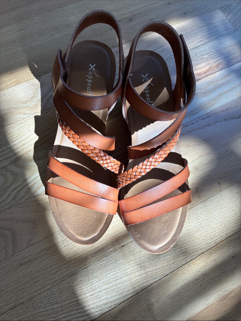 Xappeal Cognac Brown Braided Strappy Sandals